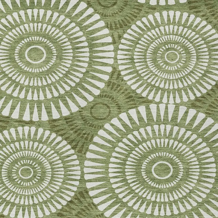 8' X 10' Green And Ivory Geometric Washable Indoor Outdoor Area Rug