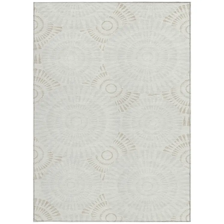 10' X 14' Ivory And Gray Geometric Washable Indoor Outdoor Area Rug