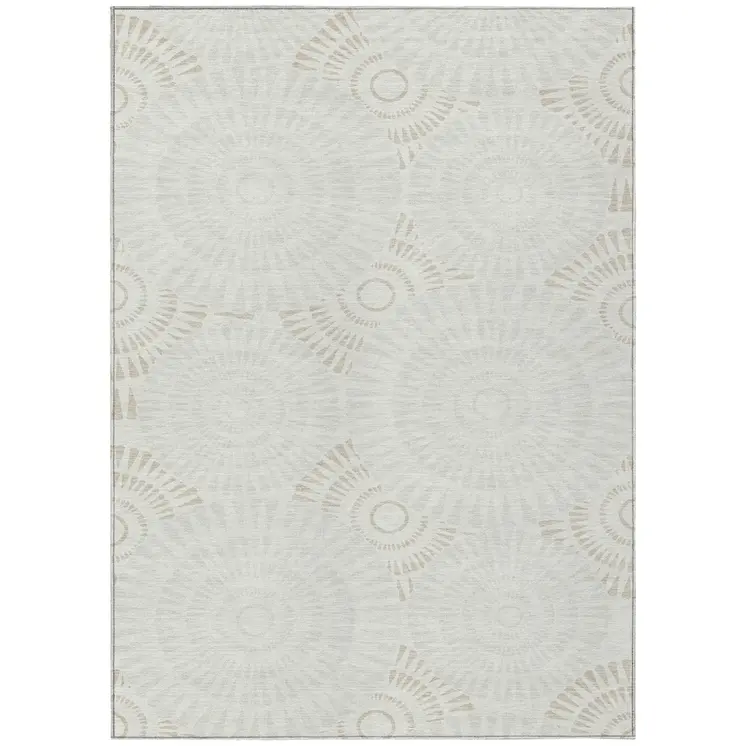10' X 14' Ivory And Gray Geometric Washable Indoor Outdoor Area Rug