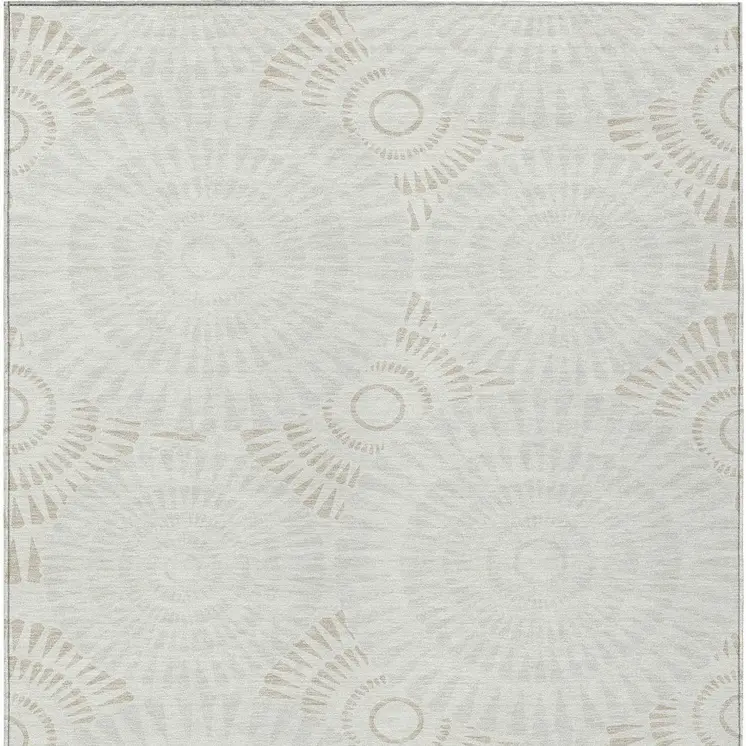 10' X 14' Ivory And Gray Geometric Washable Indoor Outdoor Area Rug