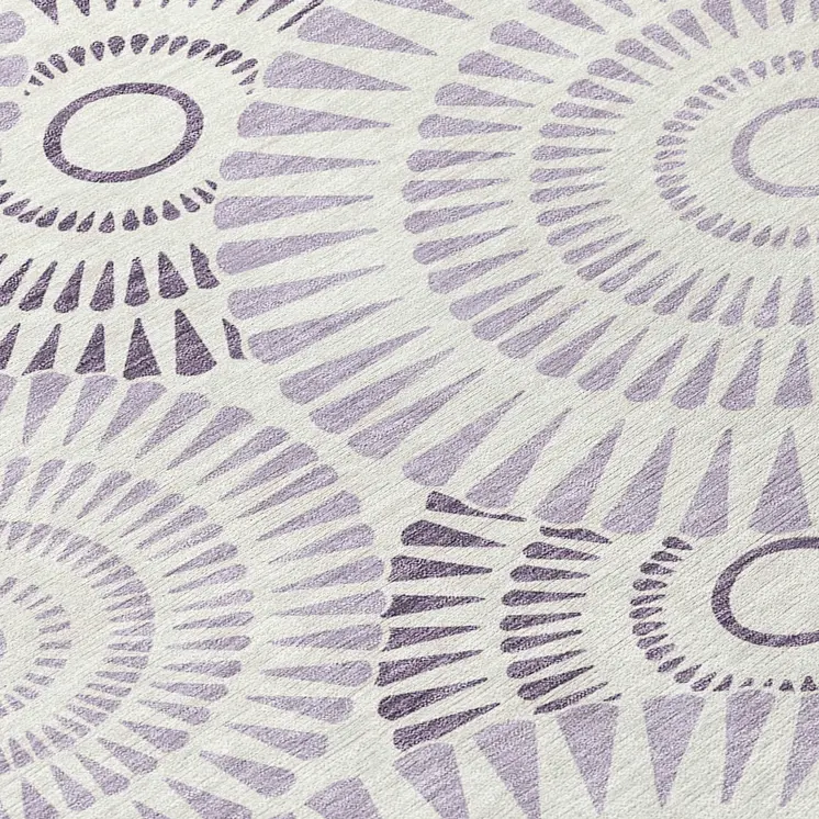 3' X 5' Lavender And Ivory Geometric Washable Indoor Outdoor Area Rug