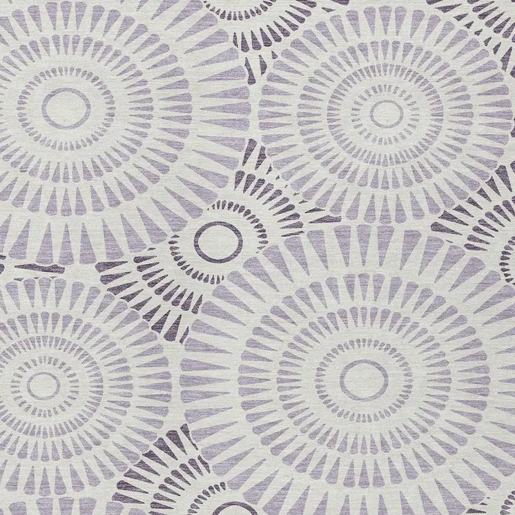 5' X 8' Lavender And Ivory Geometric Washable Indoor Outdoor Area Rug