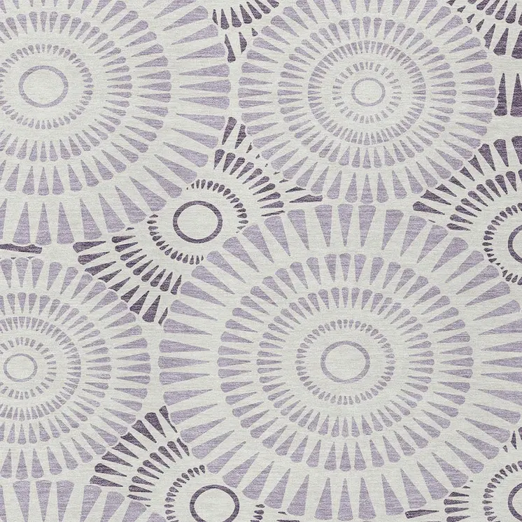 9' X 12' Lavender And Ivory Geometric Washable Indoor Outdoor Area Rug