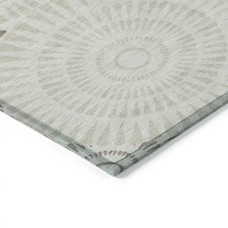 3' X 5' Taupe And Brown Geometric Washable Indoor Outdoor Area Rug