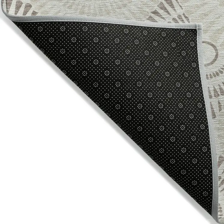 8' X 10' Taupe And Brown Geometric Washable Indoor Outdoor Area Rug