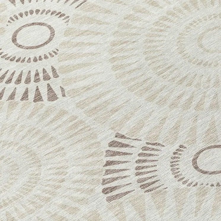 8' X 10' Taupe And Brown Geometric Washable Indoor Outdoor Area Rug
