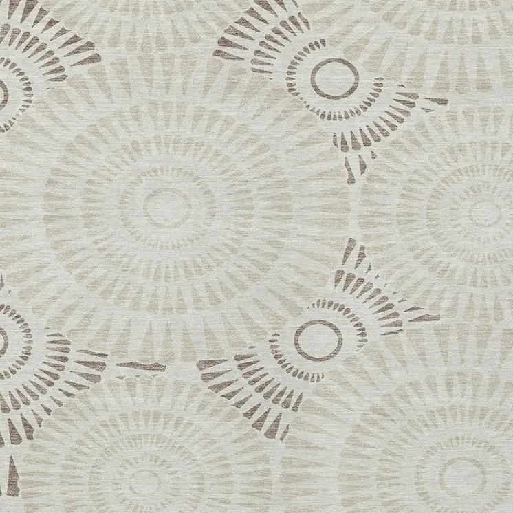 9' X 12' Taupe And Brown Geometric Washable Indoor Outdoor Area Rug