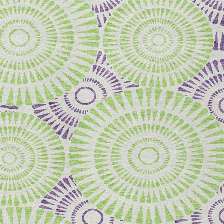 9' X 12' Green And Purple Geometric Washable Indoor Outdoor Area Rug