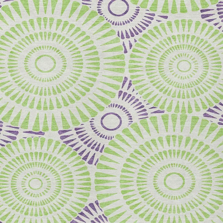 10' X 14' Green And Purple Geometric Washable Indoor Outdoor Area Rug