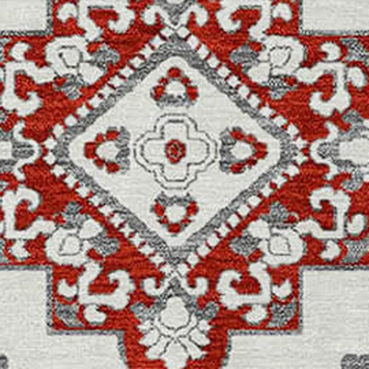 8' X 10' Red And Beige Medallion Washable Indoor Outdoor Area Rug