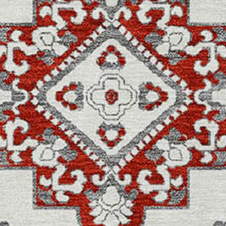 10' X 14' Red And Beige Medallion Washable Indoor Outdoor Area Rug