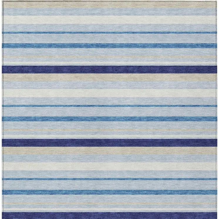 3' X 5' Blue Purple And Gray Striped Washable Indoor Outdoor Area Rug