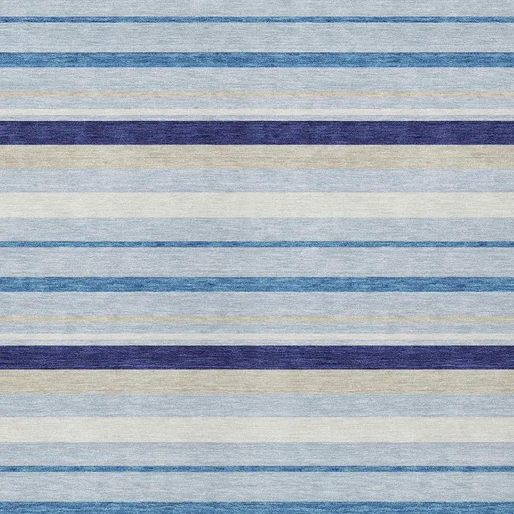 8' X 10' Blue Purple And Gray Striped Washable Indoor Outdoor Area Rug