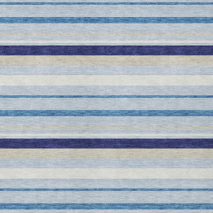 9' X 12' Blue Purple And Gray Striped Washable Indoor Outdoor Area Rug