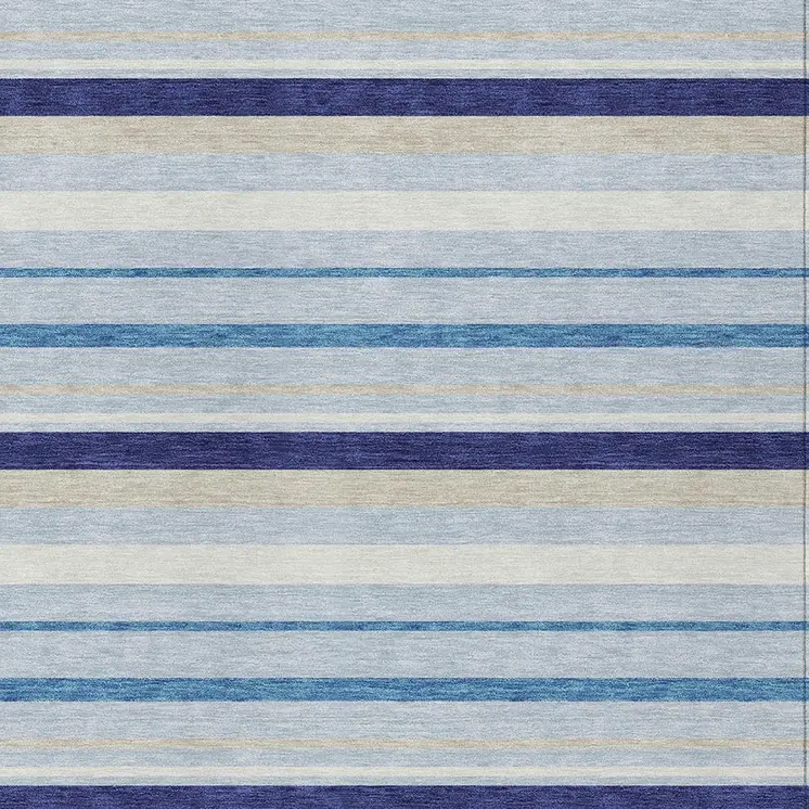 10' X 14' Blue Purple And Gray Striped Washable Indoor Outdoor Area Rug