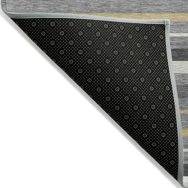 5' X 8' Gray Brown And Ivory Striped Washable Indoor Outdoor Area Rug