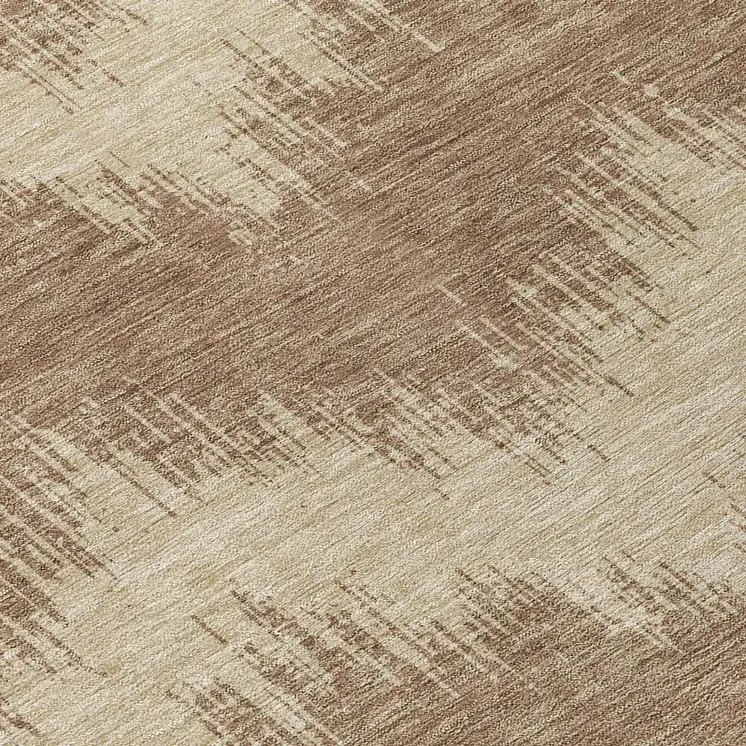 8' Brown And Beige Round Chevron Washable Indoor Outdoor Area Rug