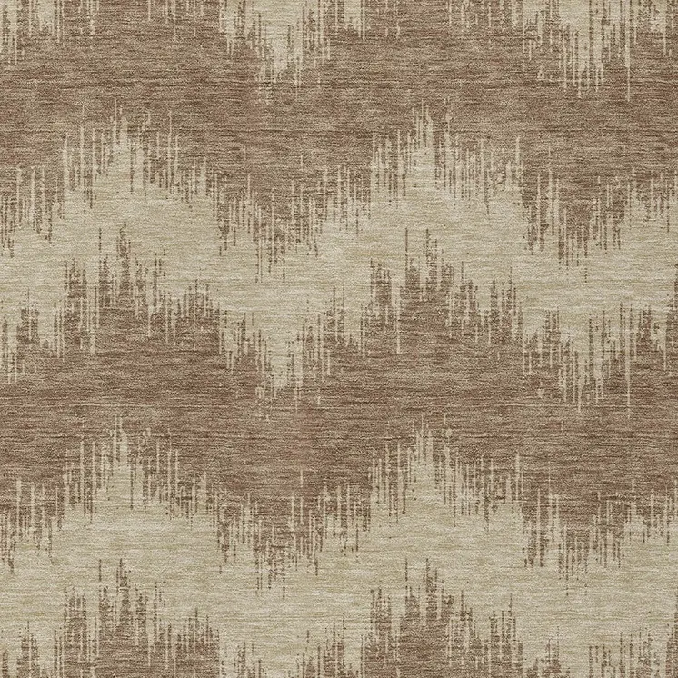 9' X 12' Brown And Beige Chevron Washable Indoor Outdoor Area Rug