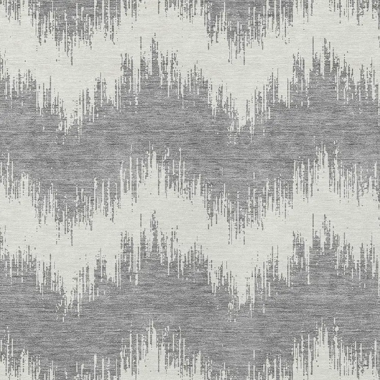 9' X 12' Gray And Ivory Chevron Washable Indoor Outdoor Area Rug
