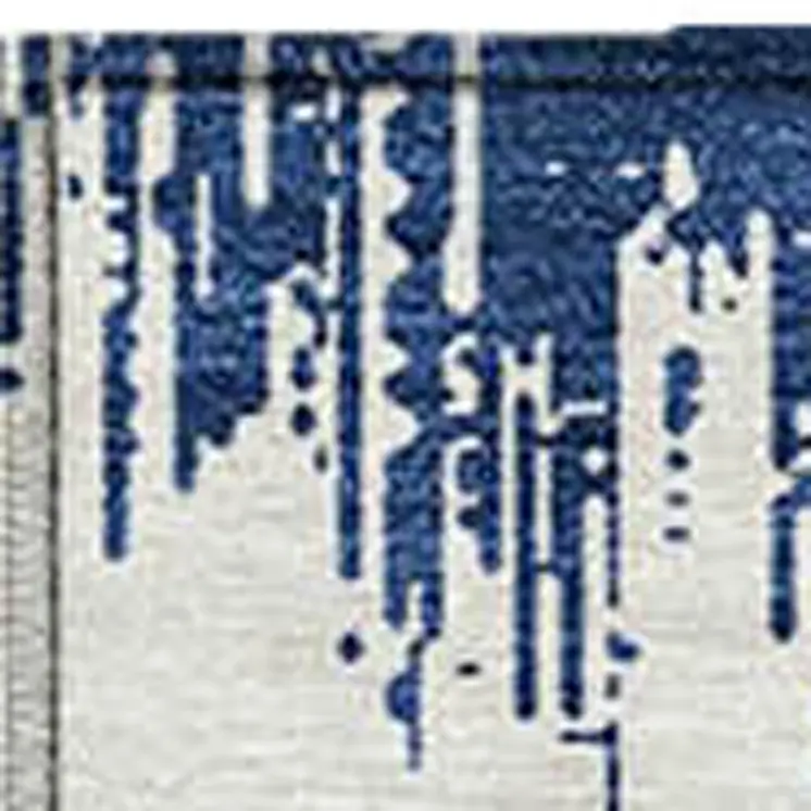 8' X 10' Navy Blue And Ivory Chevron Washable Indoor Outdoor Area Rug