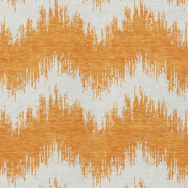 5' X 8' Orange And Ivory Chevron Washable Indoor Outdoor Area Rug
