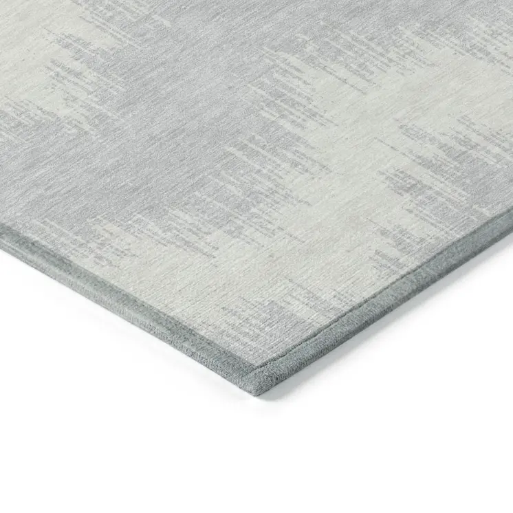 3' X 5' Silver And Gray Chevron Washable Indoor Outdoor Area Rug