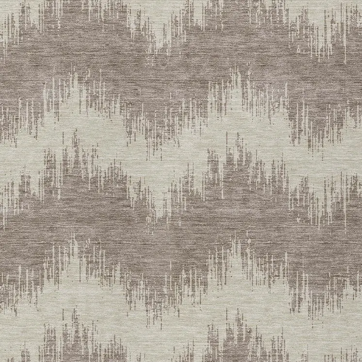 3' X 5' Taupe And Ivory Chevron Washable Indoor Outdoor Area Rug