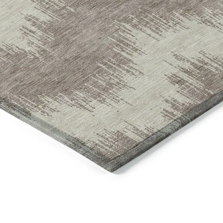 8' X 10' Taupe And Ivory Chevron Washable Indoor Outdoor Area Rug