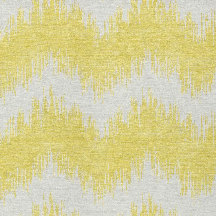 5' X 8' Yellow And Gray Chevron Washable Indoor Outdoor Area Rug