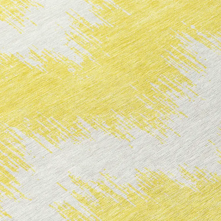 10' X 14' Yellow And Gray Chevron Washable Indoor Outdoor Area Rug