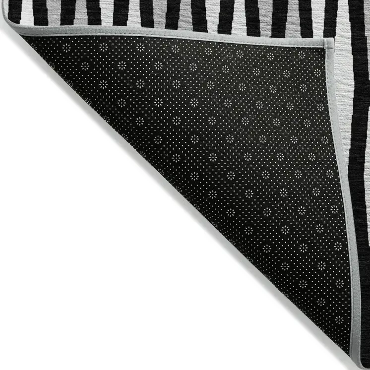 3' X 5' Black Ivory And Gray Geometric Washable Indoor Outdoor Area Rug