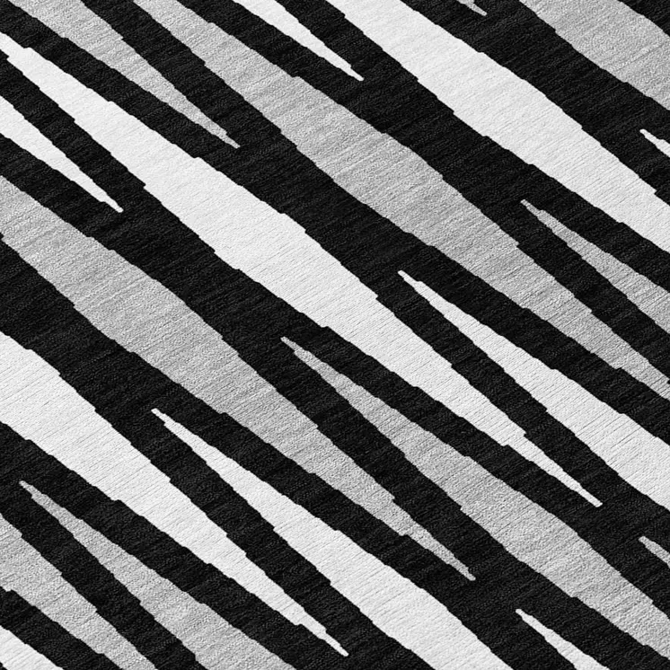 8' Black Ivory And Gray Round Geometric Washable Indoor Outdoor Area Rug