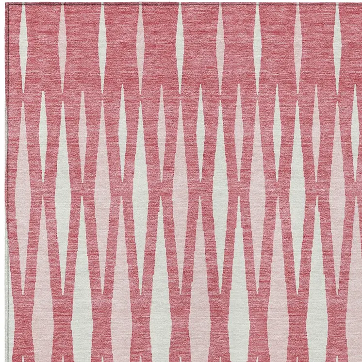 3' X 5' Blush And Ivory Geometric Washable Indoor Outdoor Area Rug