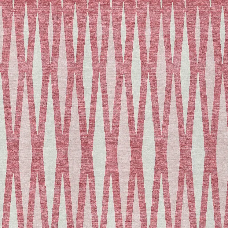 5' X 8' Blush And Ivory Geometric Washable Indoor Outdoor Area Rug