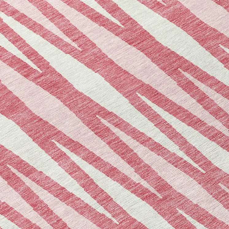 5' X 8' Blush And Ivory Geometric Washable Indoor Outdoor Area Rug