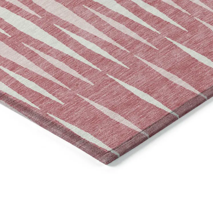 9' X 12' Blush And Ivory Geometric Washable Indoor Outdoor Area Rug