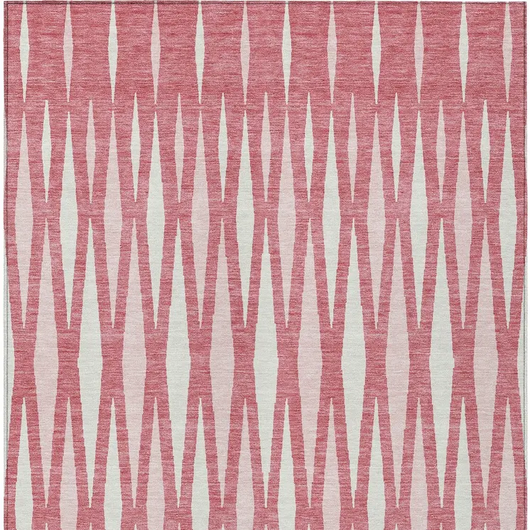 10' X 14' Blush And Ivory Geometric Washable Indoor Outdoor Area Rug