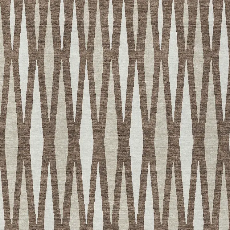 5' X 8' Brown And Ivory Geometric Washable Indoor Outdoor Area Rug