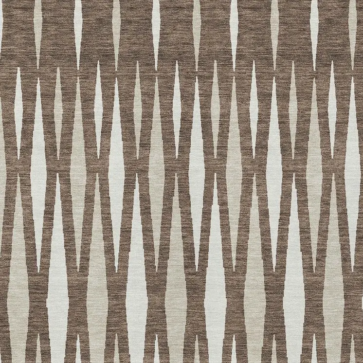 8' X 10' Brown And Ivory Geometric Washable Indoor Outdoor Area Rug