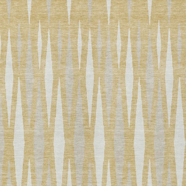 3' X 5' Gold Gray And Ivory Geometric Washable Indoor Outdoor Area Rug
