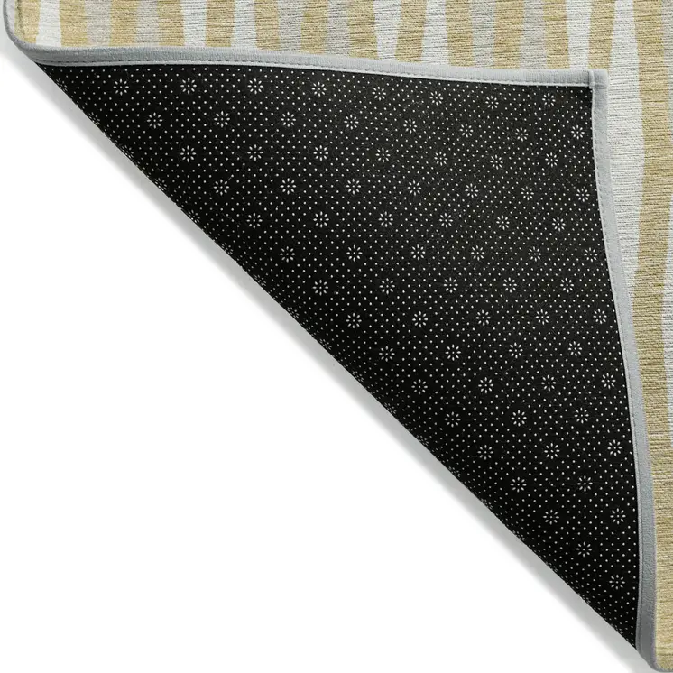 5' X 8' Gold Gray And Ivory Geometric Washable Indoor Outdoor Area Rug