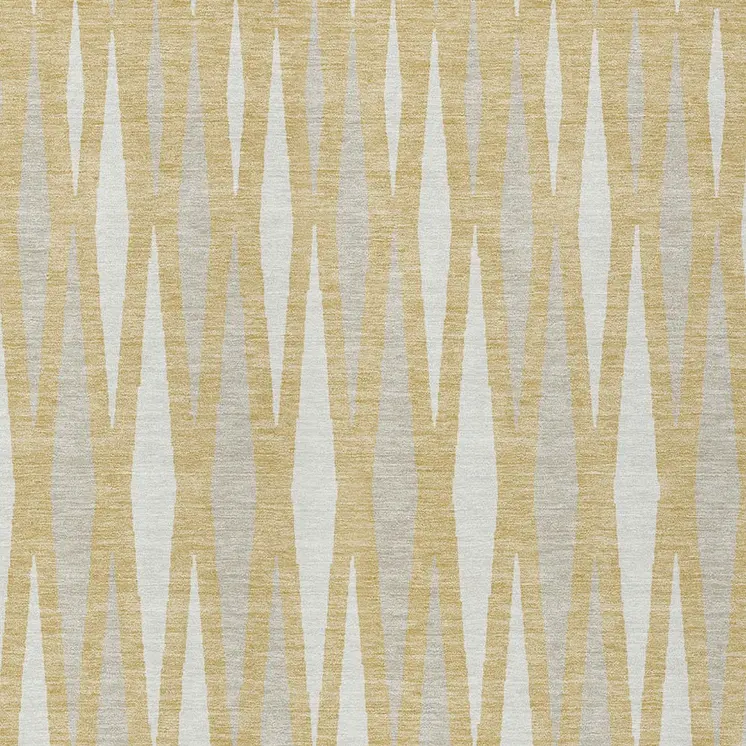 5' X 8' Gold Gray And Ivory Geometric Washable Indoor Outdoor Area Rug