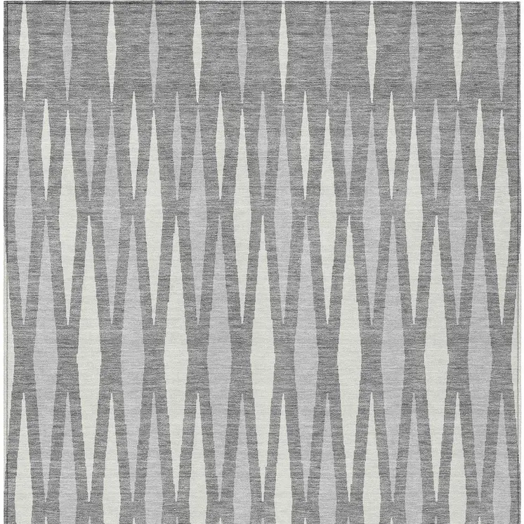 3' X 5' Gray And Ivory Geometric Washable Indoor Outdoor Area Rug