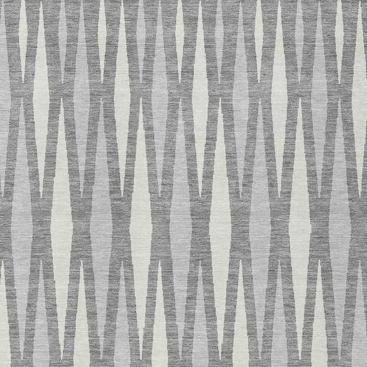 5' X 8' Gray And Ivory Geometric Washable Indoor Outdoor Area Rug