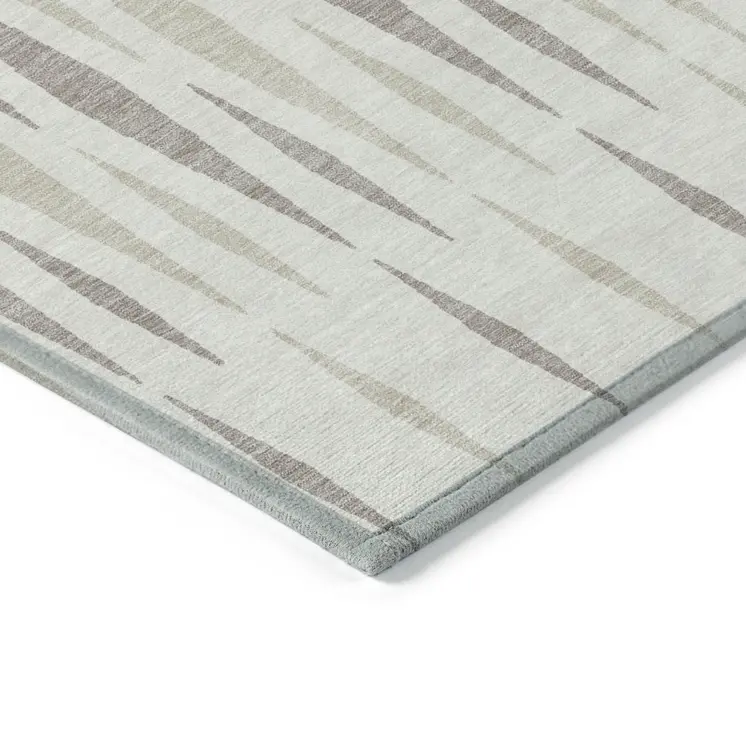 5' X 8' Ivory Brown And Beige Geometric Washable Indoor Outdoor Area Rug