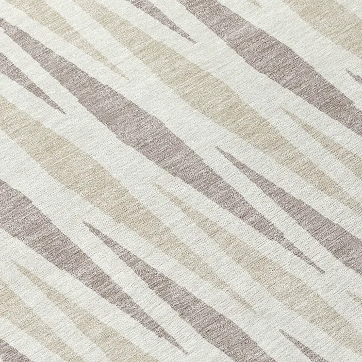8' Ivory Brown And Beige Round Geometric Washable Indoor Outdoor Area Rug