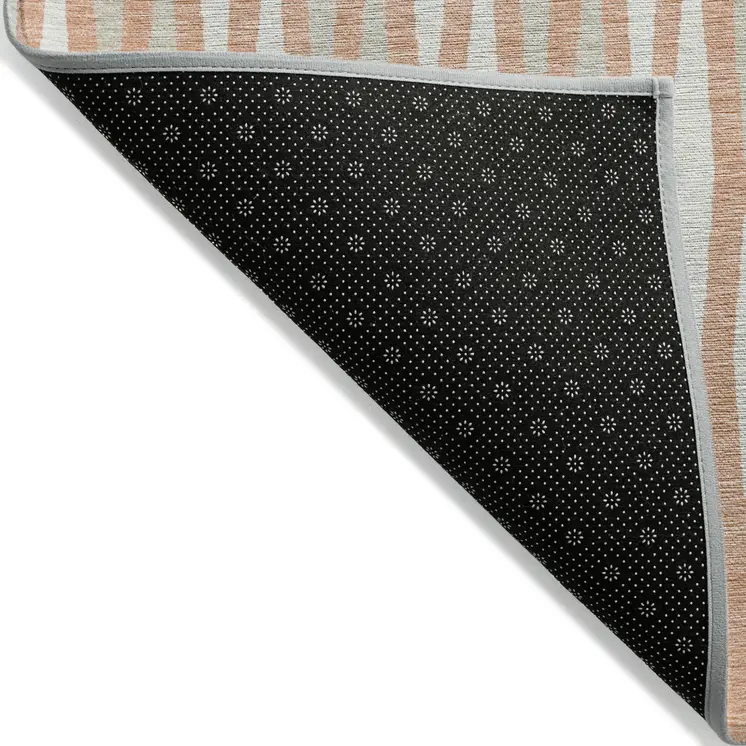 3' X 5' Salmon Gray And Ivory Geometric Washable Indoor Outdoor Area Rug
