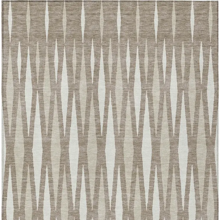 8' X 10' Taupe Beige And Ivory Geometric Washable Indoor Outdoor Area Rug