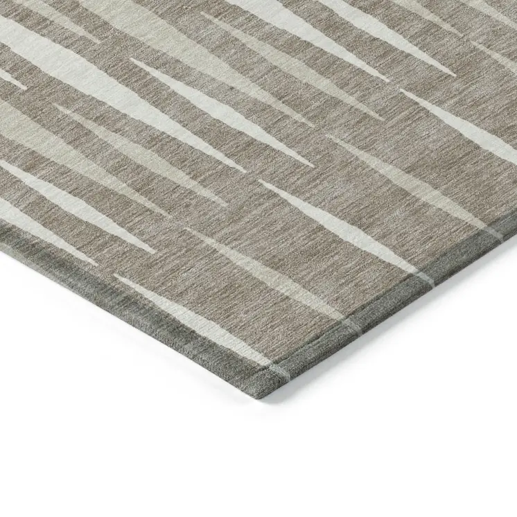 8' X 10' Taupe Beige And Ivory Geometric Washable Indoor Outdoor Area Rug