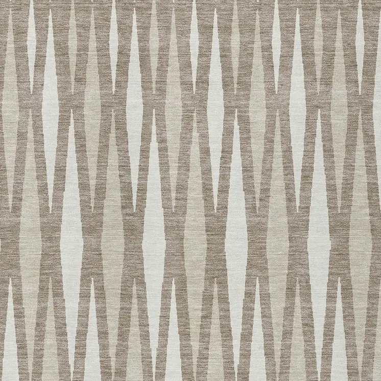 10' X 14' Taupe Beige And Ivory Geometric Washable Indoor Outdoor Area Rug